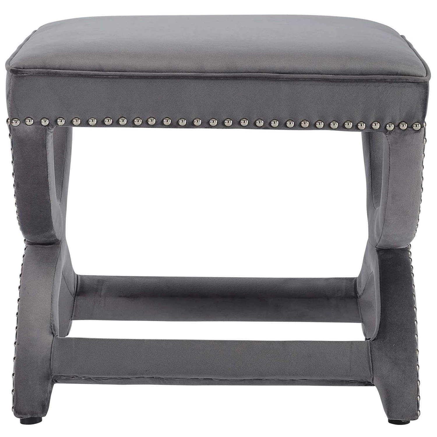 Expound Upholstered Nailhead Trim Performance Velvet Ottoman-Benzara 5 Expound Upholstered Nailhead Trim Performance Velvet Ottoman-Benzara - Image 3