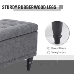 Large 42" Tufted Linen Fabric Ottoman Storage Bench With Soft Close Lid For Living Room, Entryway, Or Bedroom, Dark Heather Grey 12 Large 42" Tufted Linen Fabric Ottoman Storage Bench With Soft Close Lid For Living Room, Entryway, Or Bedroom, Dark Heather Grey -Home Furniture Shop aff47f689f5e44cabe2b6e687c9e15b1