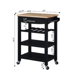 Ellaine 4 Tier Butcher Block Kitchen Cart With Drawer And Wine Rack-Benzara -Home Furniture Shop b01baf15a7a543808961fce9d084b165