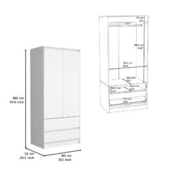 DEPOT E-SHOP Palmer 2 Drawers Armoire, Wardrobe Closet With Hanging Rod, Black -Home Furniture Shop b25f6ee6bc51455a911e7d38775824a4
