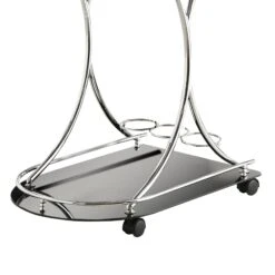 Dazzling Serving Cart With 2 Black Glass Shelves, Silver - Benzara -Home Furniture Shop b37e48218ed14b0b94b95969c2a653db