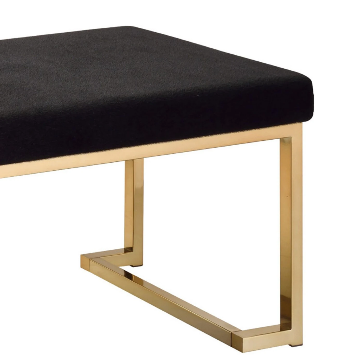 Astonishing Bench, Black Fabric & Gold- Benzara 6 Astonishing Bench, Black Fabric & Gold- Benzara - Image 4