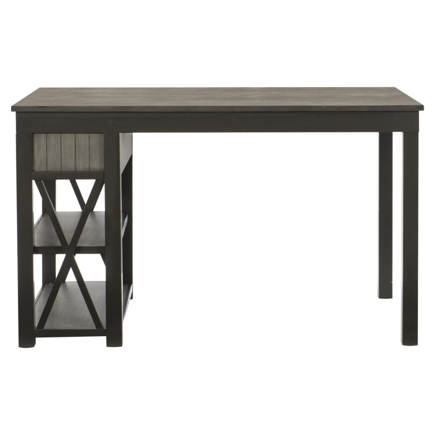 1pc Counter Height Table With Storage Drawers Display Shelves Gray Gunmetal Finish Casual Style Dining Furniture 10 1pc Counter Height Table With Storage Drawers Display Shelves Gray Gunmetal Finish Casual Style Dining Furniture - Image 8