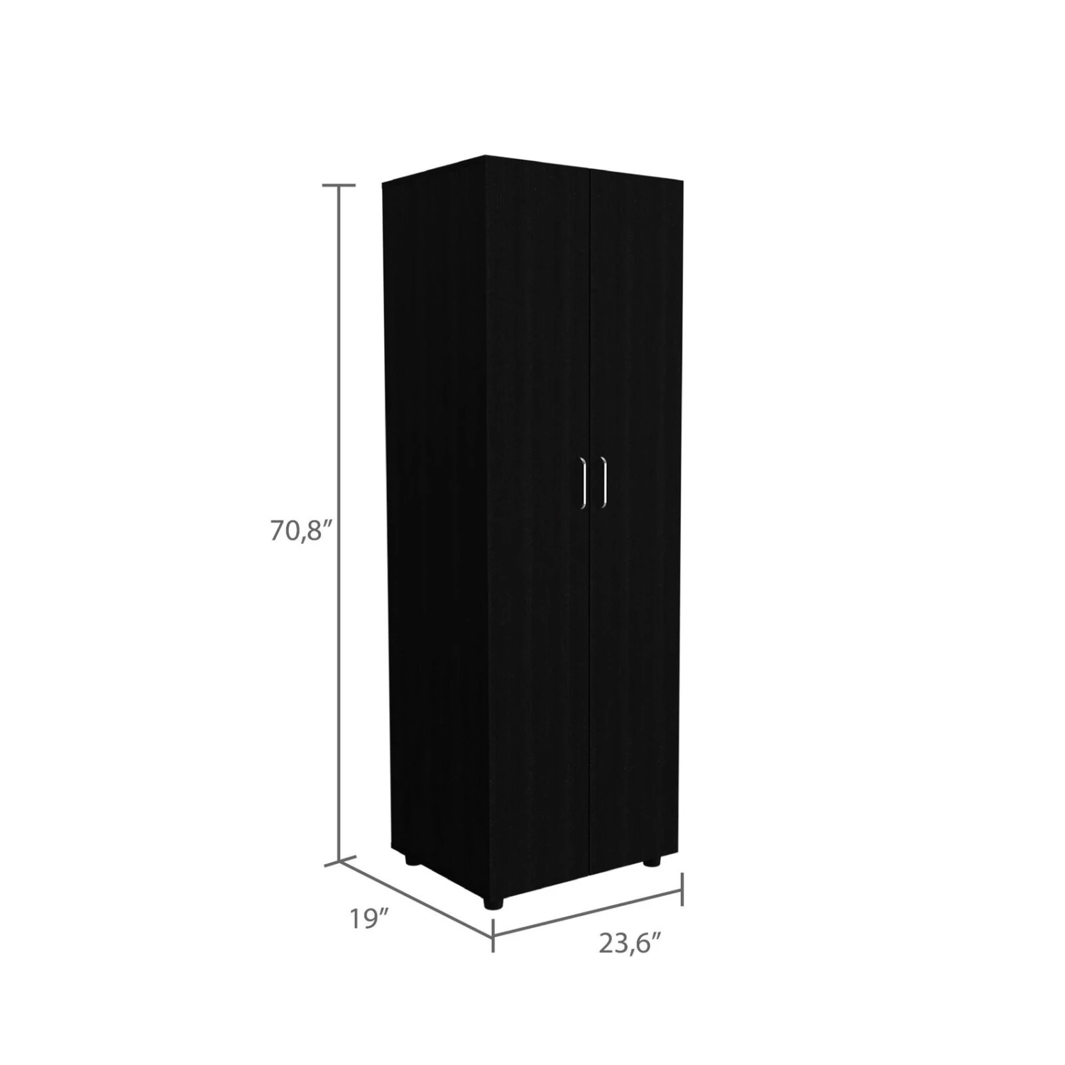 DEPOT E-SHOP London Armoire, Two Shelves, Rod, Double Door Cabinet Armoire, Black 6 DEPOT E-SHOP London Armoire, Two Shelves, Rod, Double Door Cabinet Armoire, Black - Image 4