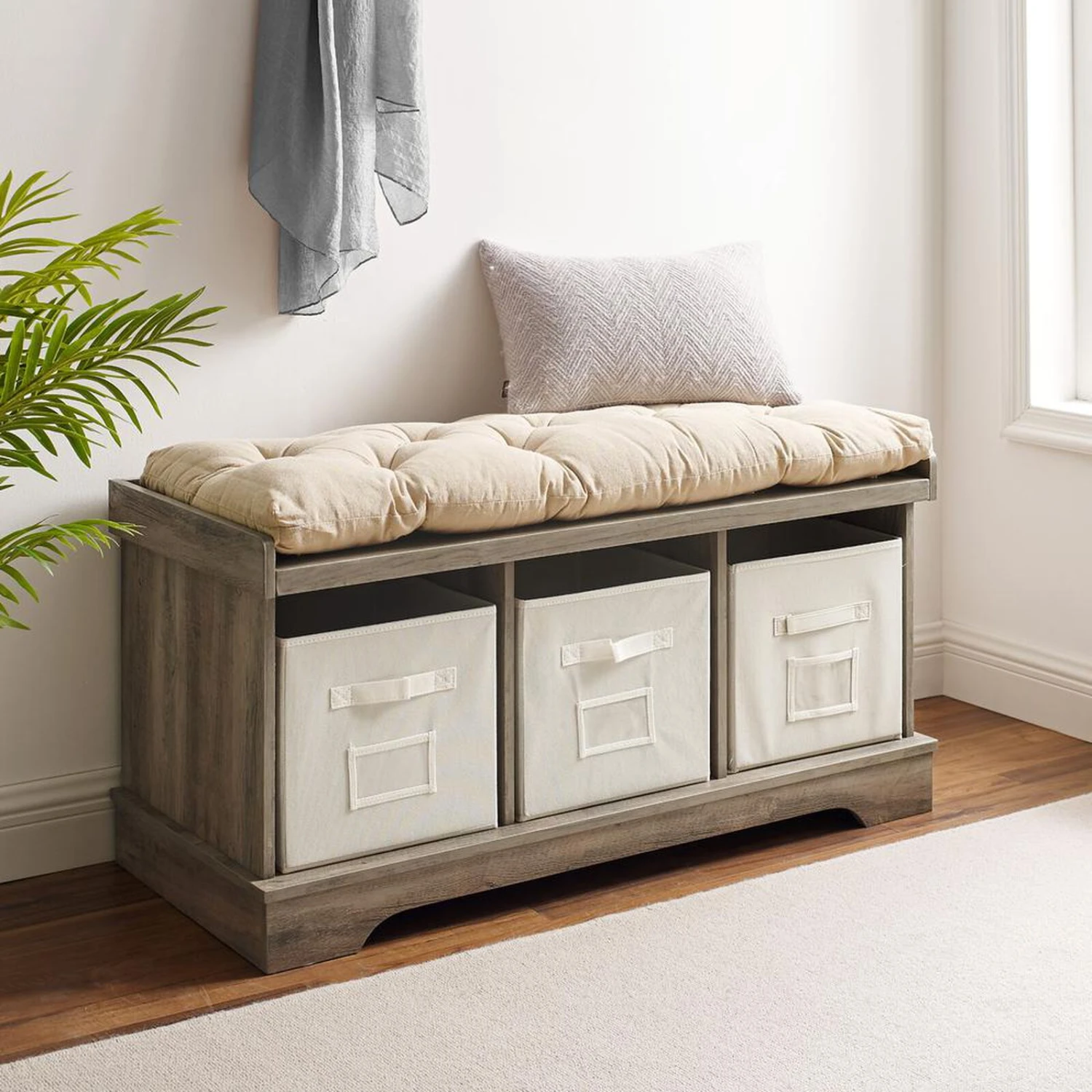 Belen Kox Charming Storage Bench With Cushion - Grey Wash , Belen Kox 4 Belen Kox Charming Storage Bench With Cushion - Grey Wash , Belen Kox - Image 2