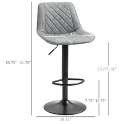 Bar Stools, Bar Stools With Backs, Foot Rest, Round Base And Soft Upholstery For Kitchen, Bar, Swivel Bar Stools, Grey -Home Furniture Shop b9c61fc1ee45404cbfd406d0ac9efe34