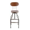 Industrial Style Wooden Swivel Barstool With Metal Base, Gray And Brown