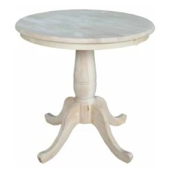 QuikFurn Round 30-inch Unfinished Solid Wood Dining Table With Pedestal Base