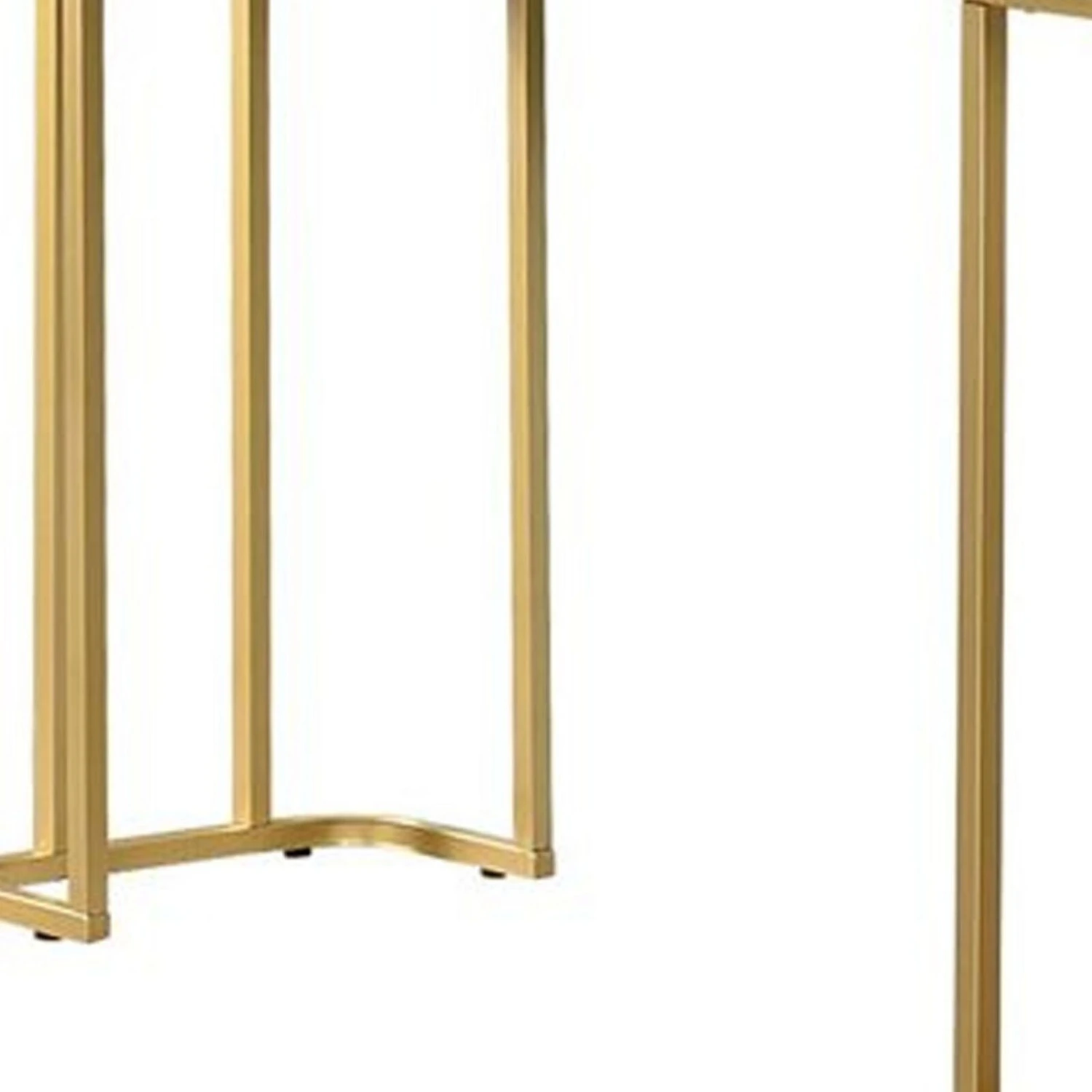 Hume 47 Inch Sofa Console Table, Black Faux Marble, Geometric Gold Steel-Benzara 5 Hume 47 Inch Sofa Console Table, Black Faux Marble, Geometric Gold Steel-Benzara - Image 3