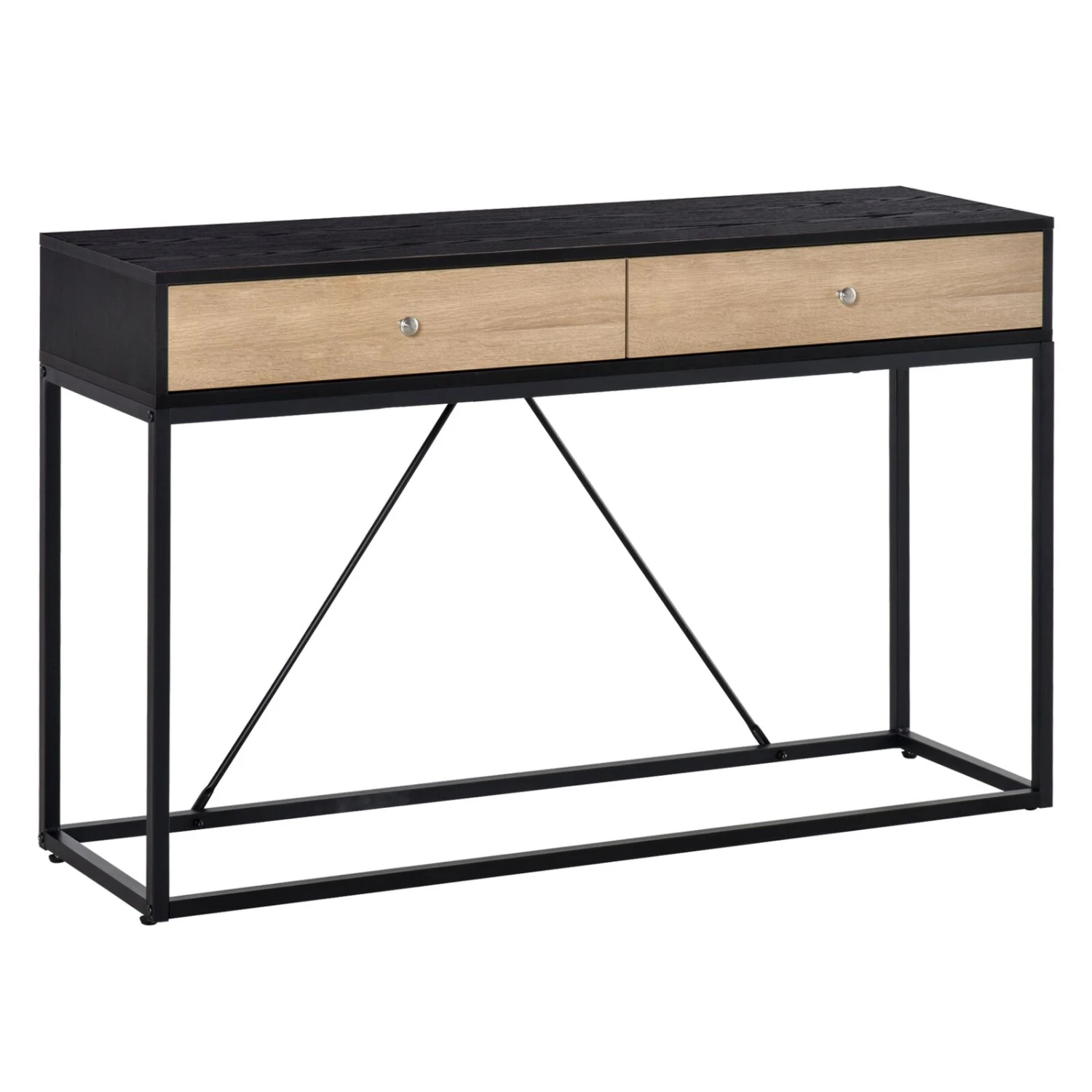 Console Sofa Table With 2 Drawers Narrow V Shape Designed Entryway Table With Metal Frame For Hallway Living Room Bedroom Black And Natural 3 Console Sofa Table With 2 Drawers Narrow V Shape Designed Entryway Table With Metal Frame For Hallway Living Room Bedroom Black And Natural