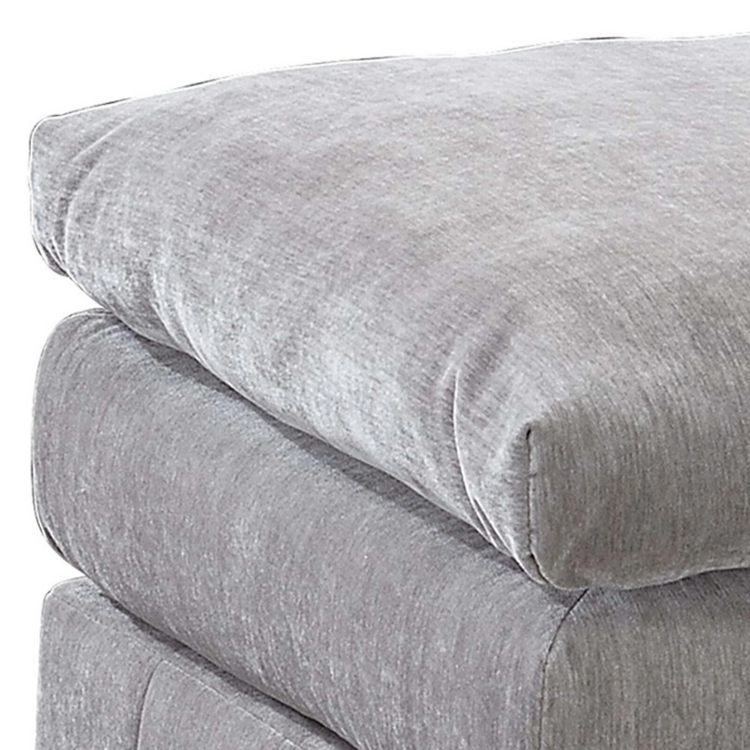 Luna 33 Inch Modular Ottoman, Three Layer Plush Cushioned Seat, Gray-Benzara 4 Luna 33 Inch Modular Ottoman, Three Layer Plush Cushioned Seat, Gray-Benzara - Image 2