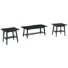 Edan 3 Piece Coffee And End Table Set With Shelves, Metal And Wood, Black-Benzara -Home Furniture Shop becf9ef09dab4dc5b11716d554e143c9