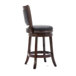 Round Wooden Swivel Counter Stool With Padded Seat And Back, Dark Brown 10 Round Wooden Swivel Counter Stool With Padded Seat And Back, Dark Brown -Home Furniture Shop c18090eb22904da6b47e05364b5d808d