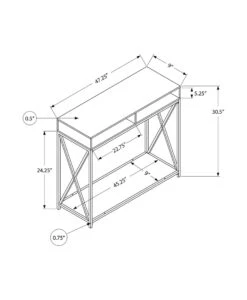 HomeRoots Rectangular Metal Hall Console With 2 Shelves Accent Table -Home Furniture Shop c1e52d3177a0477e8476812f99b1bf04