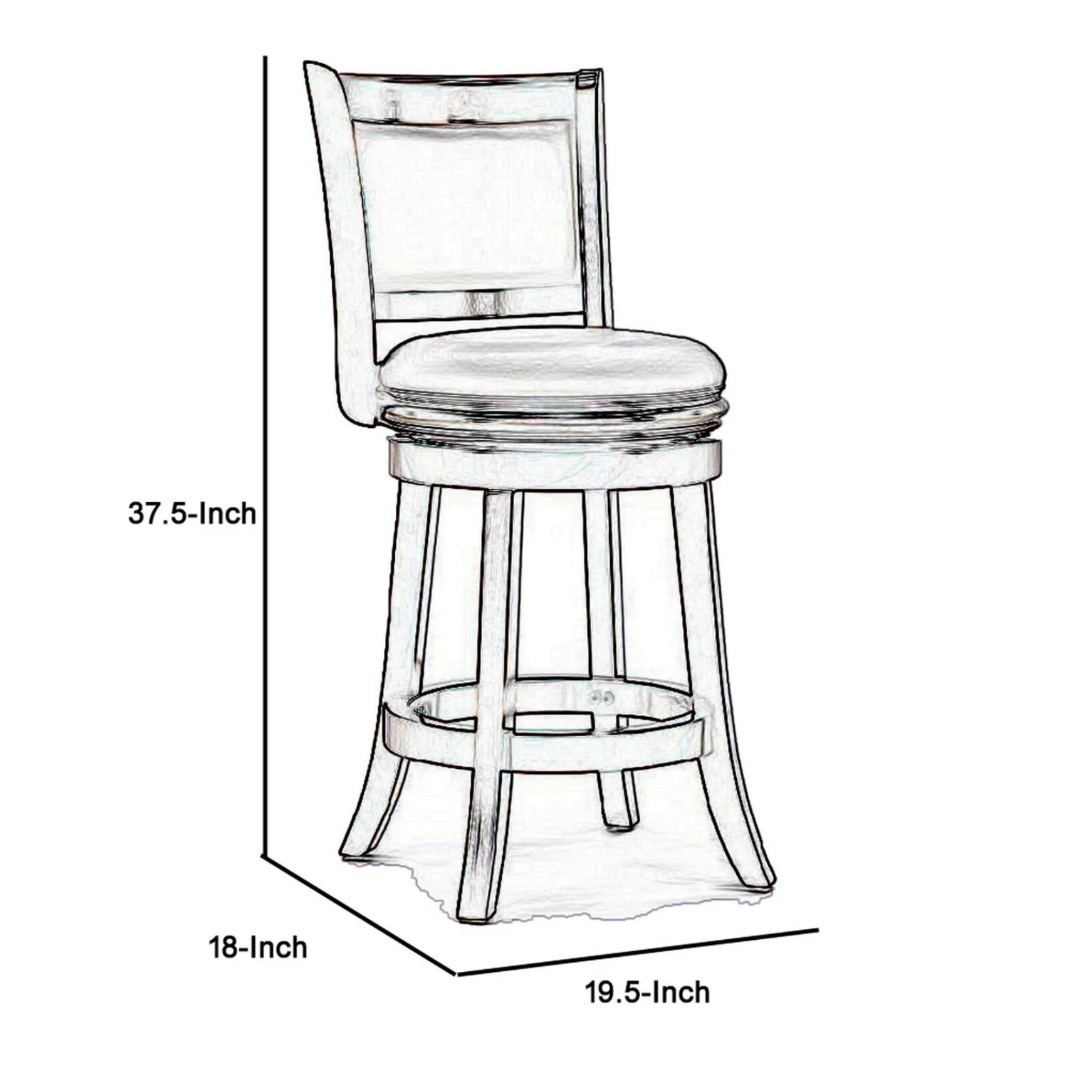 Round Wooden Swivel Counter Stool With Padded Seat And Back, Dark Brown 7 Round Wooden Swivel Counter Stool With Padded Seat And Back, Dark Brown - Image 5