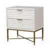 Rexi 26 Inch 2 Drawer Nightstand, Honeycomb, Mahogany Wood, White, Gold-Benzara -Home Furniture Shop c3a36885049648368e595203c70955f0