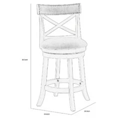 Curved X Shaped Back Swivel Counter Stool With Fabric Padded Seating -Home Furniture Shop c6f77daa461546bc82cae769ac10308f