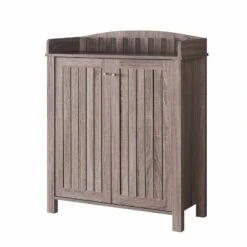 Dark Taupe 4 Interior Shelves Shoe Cabinet Open Top Shelf With Spacious Top