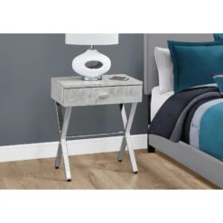 Monarch Specialties I 3264 Accent Table, Side, End, Nightstand, Lamp, Storage Drawer, Living Room, Bedroom, Metal, Laminate, Grey, Chrome, Contemporary, Modern 9 Monarch Specialties I 3264 Accent Table, Side, End, Nightstand, Lamp, Storage Drawer, Living Room, Bedroom, Metal, Laminate, Grey, Chrome, Contemporary, Modern -Home Furniture Shop c7bce60b0eef4a478bffc97dd4682118