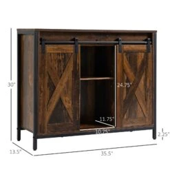 Industrial Sideboard, Buffet Cabinet With Sliding Barn Doors, Storage Cabinets And Adjustable Shelves For Living Room, Rustic Brown -Home Furniture Shop cb65c8cdf15d4bc2a329519a01b65c52