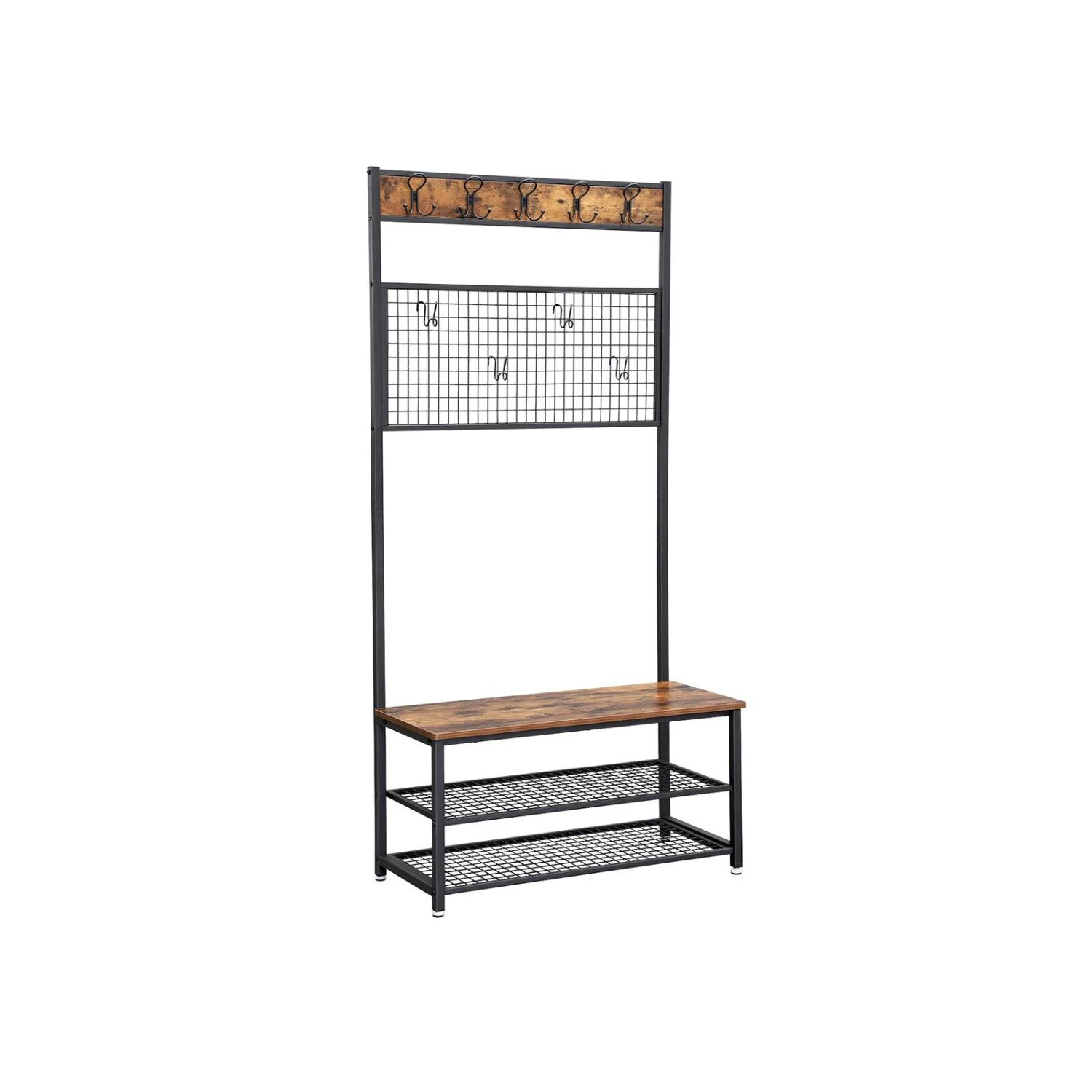 BreeBe Industrial Free Standing Coat Rack Bench 3 BreeBe Industrial Free Standing Coat Rack Bench