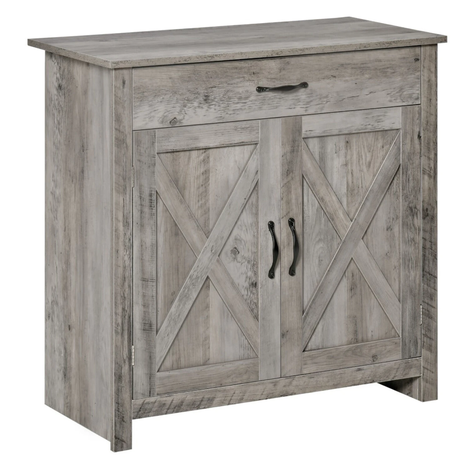 32" Farmhouse Barn Door Style Sideboard, Buffet Cabinet, Coffee Bar For Kitchen, Living Room Or Entryway, Grey Wash 3 32" Farmhouse Barn Door Style Sideboard, Buffet Cabinet, Coffee Bar For Kitchen, Living Room Or Entryway, Grey Wash