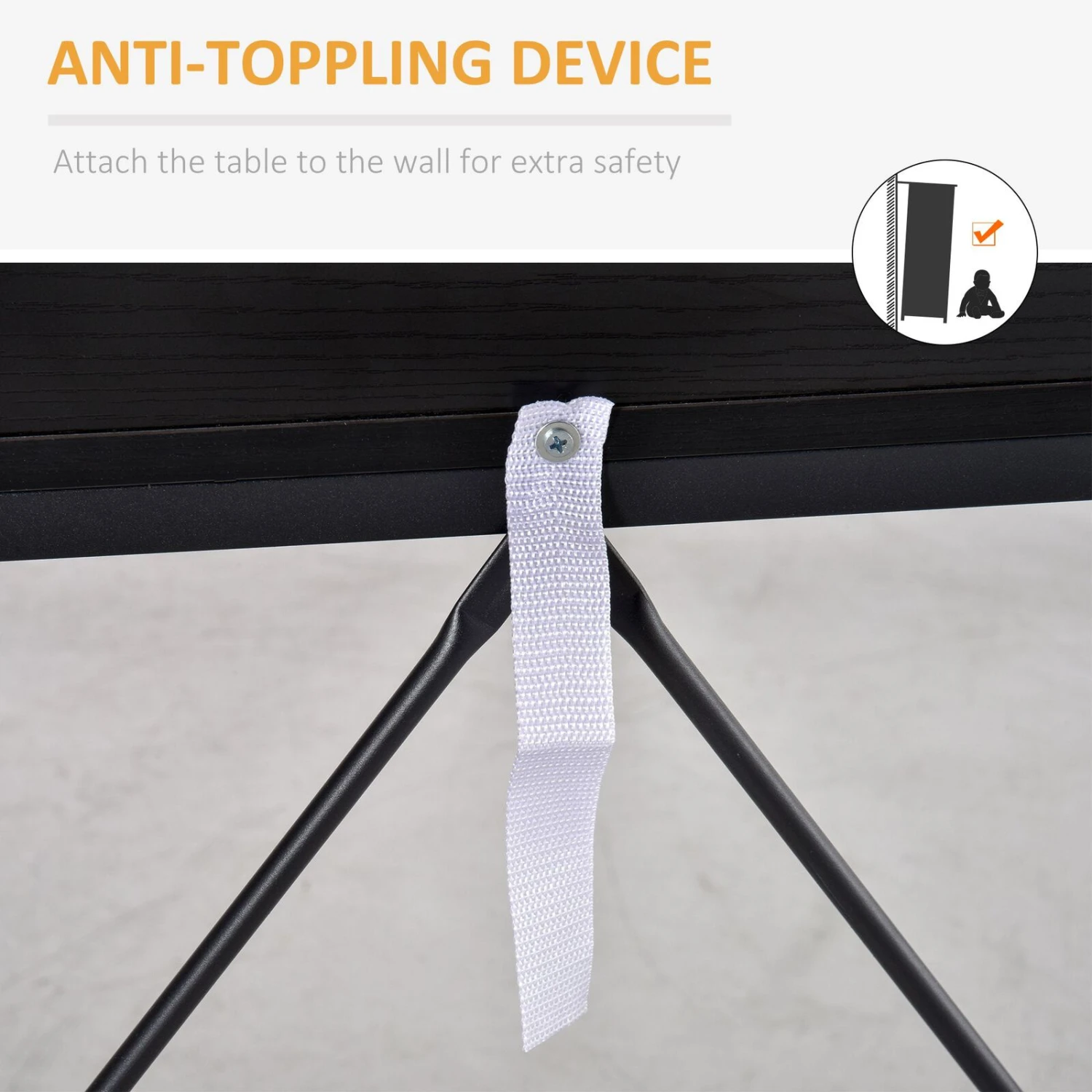 Console Sofa Table With 2 Drawers Narrow V Shape Designed Entryway Table With Metal Frame For Hallway Living Room Bedroom Black And Natural 8 Console Sofa Table With 2 Drawers Narrow V Shape Designed Entryway Table With Metal Frame For Hallway Living Room Bedroom Black And Natural - Image 6