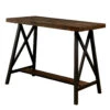 Wooden Counter Height Table With Angled Metal Legs, Black And Brown-Benzara -Home Furniture Shop ceeb31540dcd4dc5b77078337ba3d0f6