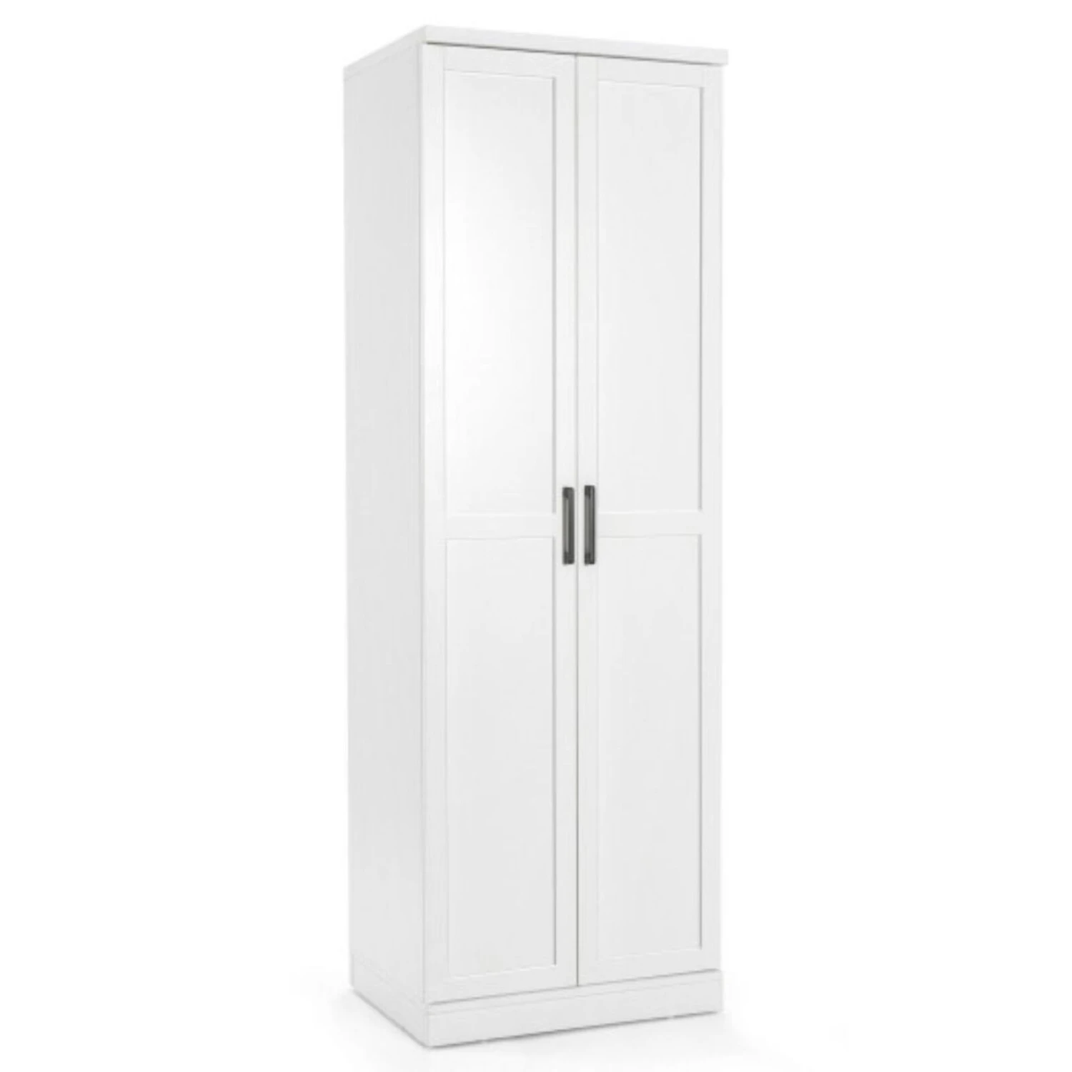 70 Inch Freestanding Storage Cabinet With 2 Doors And 5 Shelves-White 3 70 Inch Freestanding Storage Cabinet With 2 Doors And 5 Shelves-White