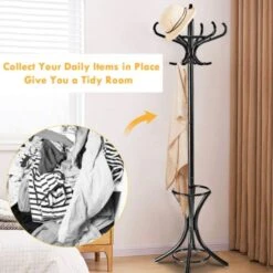 Wood Standing Hat Coat Rack With Umbrella Stand -Home Furniture Shop d409cbf54371471fb45a83ad22d08394