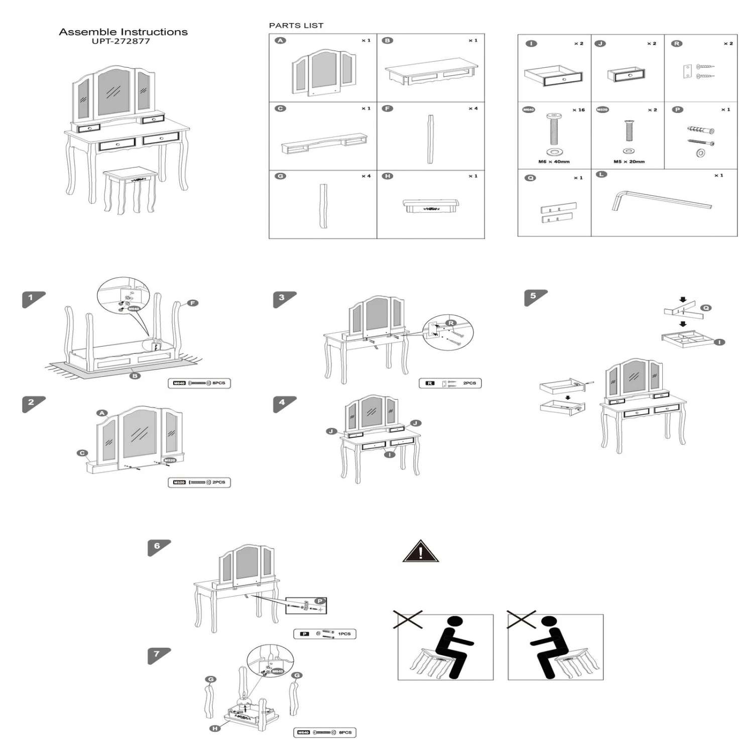 35 Inch 3 Piece Vanity Desk Set With Cushioned Stool And Elegant Trifold Mirror, 4 Drawers, Off White Solid Wood-Benzara 12 35 Inch 3 Piece Vanity Desk Set With Cushioned Stool And Elegant Trifold Mirror, 4 Drawers, Off White Solid Wood-Benzara - Image 10