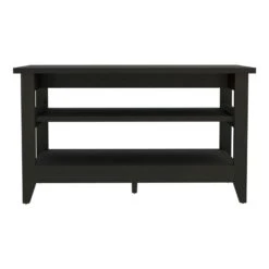 DEPOT E-SHOP Mason Storage Bench, Two Open Shelves, Black