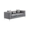 Joni 86 Inch Sofa, Chesterfield Design, Deep Button Tufting, Gray Velvet-Benzara -Home Furniture Shop d55c9bccc9fe4653b836d68633e53db2