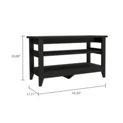 DEPOT E-SHOP Mason Storage Bench, Two Open Shelves, Black -Home Furniture Shop d585120109884c00aa22811e137015f7