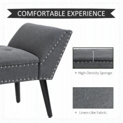 Modern Button Tufted Sitting Bench/Accent Fabric Upholstered Ottoman For Bedroom Or Living Room Charcoal Grey -Home Furniture Shop d718bca70f9b4622aa71687e0291fc0b