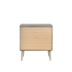 2 Drawer Contemporary Nightstand With Bar Handles And Splayed Legs, Silver-Benzara -Home Furniture Shop d7b6ffb3bea54410a247a7dddb8fbfa3