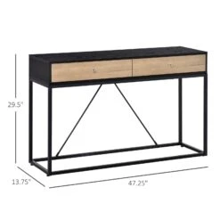 Console Sofa Table With 2 Drawers Narrow V Shape Designed Entryway Table With Metal Frame For Hallway Living Room Bedroom Black And Natural 10 Console Sofa Table With 2 Drawers Narrow V Shape Designed Entryway Table With Metal Frame For Hallway Living Room Bedroom Black And Natural -Home Furniture Shop d7bbf43c1c714b7ba99522c02378bead