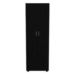 DEPOT E-SHOP London Armoire, Two Shelves, Rod, Double Door Cabinet Armoire, Black