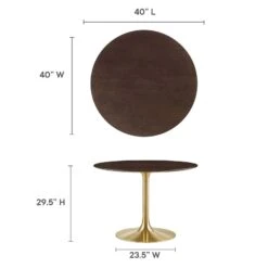 Modway - Lippa 40" Round Wood Grain Dining Table Gold Cherry Walnut -Home Furniture Shop d94b4149f7cb45e9bdd2d9826030b694