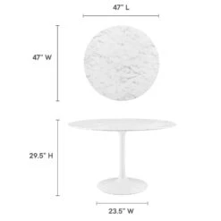 Modway - Lippa 48" Round Artificial Marble Dining Table White 15 Modway - Lippa 48" Round Artificial Marble Dining Table White -Home Furniture Shop d95574cb86784f13b145aaa9002057b0