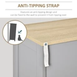 Storage Cabinet, Double Door Cupboard With 2 Adjustable Shelves, For Living Room, Bedroom, Or Hallway, Grey -Home Furniture Shop da4ff51b20914c4b8dd9405b14260715