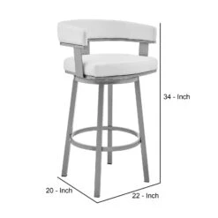 Jack 26 Inch Counter Height Bar Stool, Swivel Chair, Faux Leather, White-Benzara 11 Jack 26 Inch Counter Height Bar Stool, Swivel Chair, Faux Leather, White-Benzara -Home Furniture Shop dade2b59be824128be0b40f4f023026d