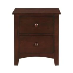 Modern Pine Wood 2 Drawer Nightstand, Brown-Benzara