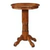 Ava 42 Inch Wood Pub Bar Table, Sunburst Design, Carved Pedestal, Walnut- Benzara -Home Furniture Shop dc3a66ad182c48b2961ba6fb56713e1b