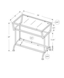 HomeRoots Dark Taupe With Black Coated Metal And Clea Tempered Glass Accent Table -Home Furniture Shop dd463f048f194e6aa0c0986c90fa8729