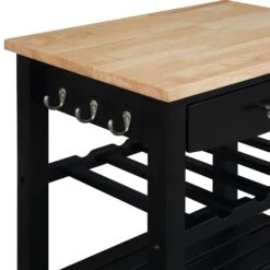 Ellaine 4 Tier Butcher Block Kitchen Cart With Drawer And Wine Rack-Benzara -Home Furniture Shop de149add51254d4ca8b25a5199290bc3