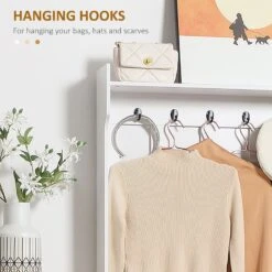 Modern Hall Tree, Entryway Coat Rack With Shoe Bench, 5 Hooks, Storage Shelf And Slatted Door Cabinet For Hallway, White -Home Furniture Shop df4038742e56402d8192e155f29e8a49