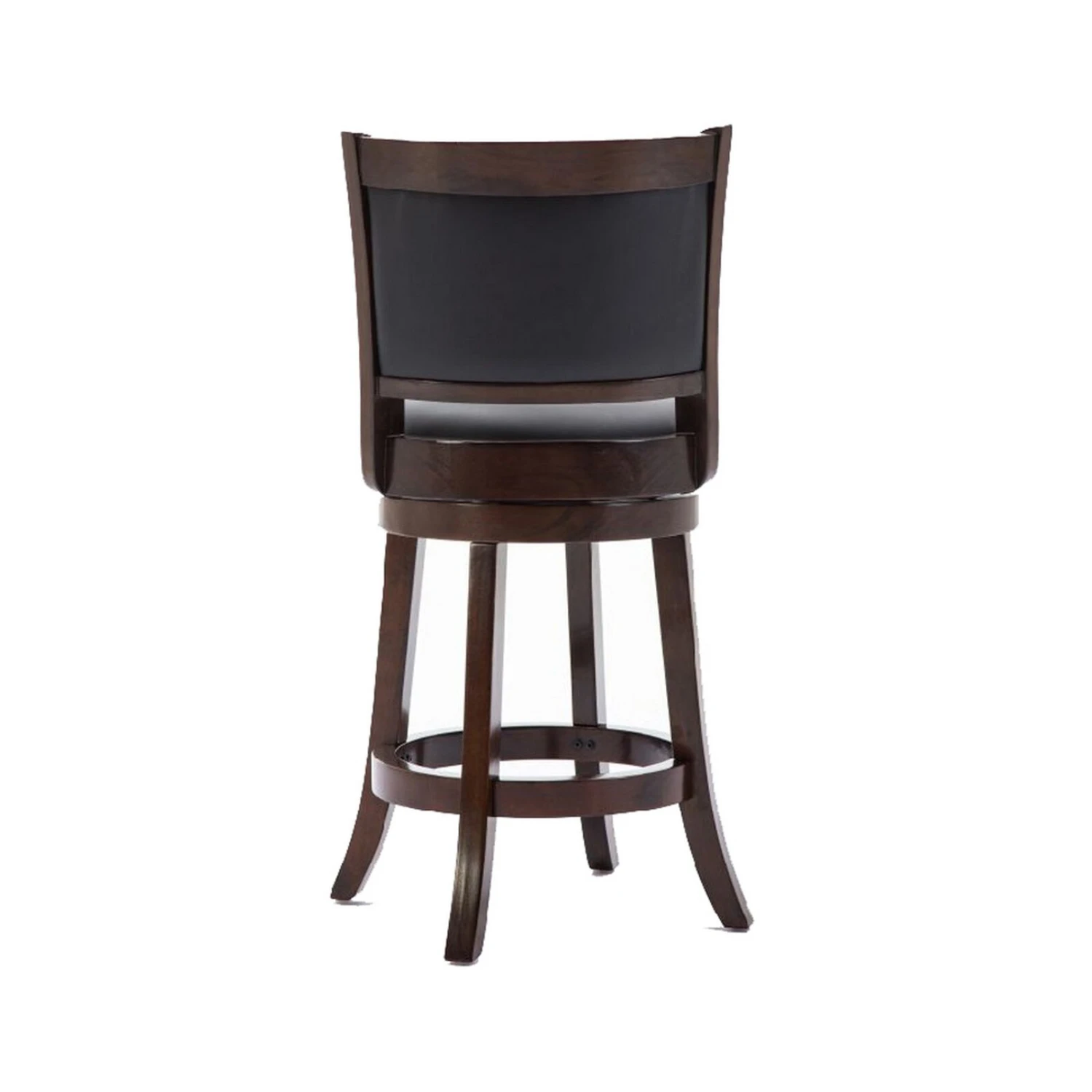 Round Wooden Swivel Counter Stool With Padded Seat And Back, Dark Brown 5 Round Wooden Swivel Counter Stool With Padded Seat And Back, Dark Brown - Image 3