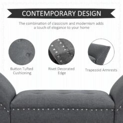 Modern Button Tufted Sitting Bench/Accent Fabric Upholstered Ottoman For Bedroom Or Living Room Charcoal Grey -Home Furniture Shop e0f9e6b8fa2a468f8c1f5912b4a7d7d7