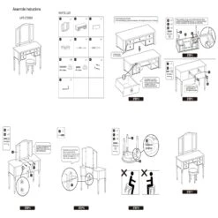 43 Inch 3 Piece Vanity Desk Set With Elegant Trifold Mirror And A Cushioned Stool, Espresso Brown Solid Wood-Benzara -Home Furniture Shop e118ab34e66a4a558b5bad4cecd832f4